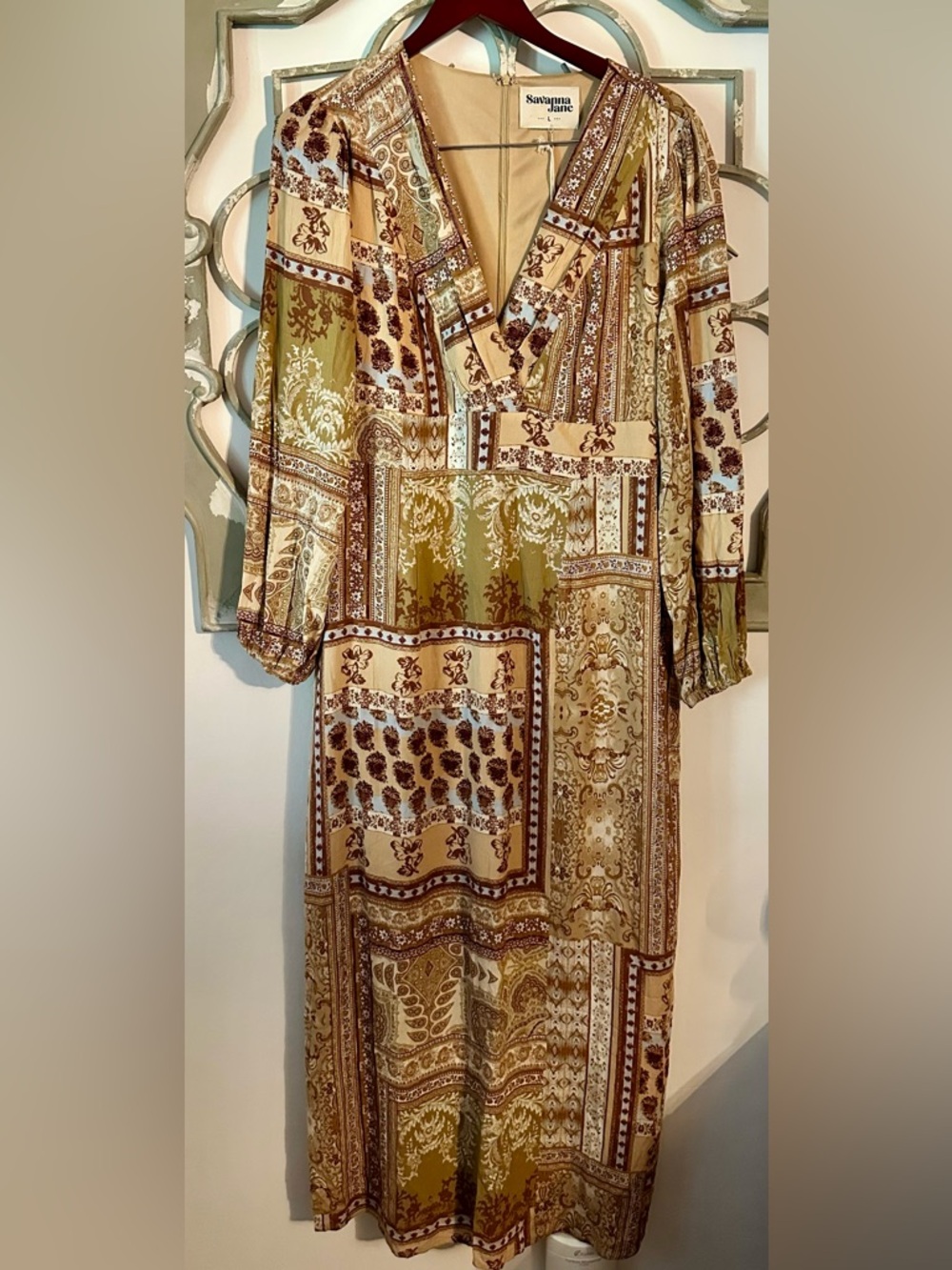 NWT Savanna Jane Patchwork Maxi Dress Size Large